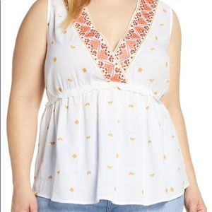 NWT Lucky Brand Romantic Sleeveless Embroidered Top 2X!